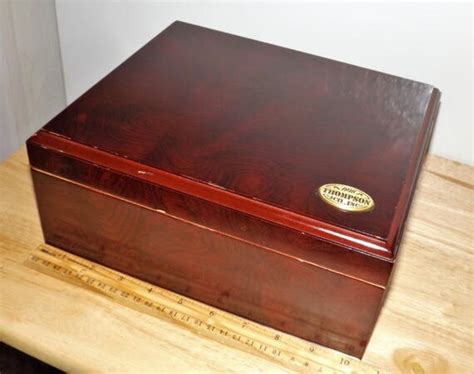 1915 thompson & co inc metal box|1915 thompson cherry wood humidor.